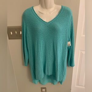 Two by Vince Camuto Green High low Knit Tunic Top Women’s L Relaxed Fit NEW NWT